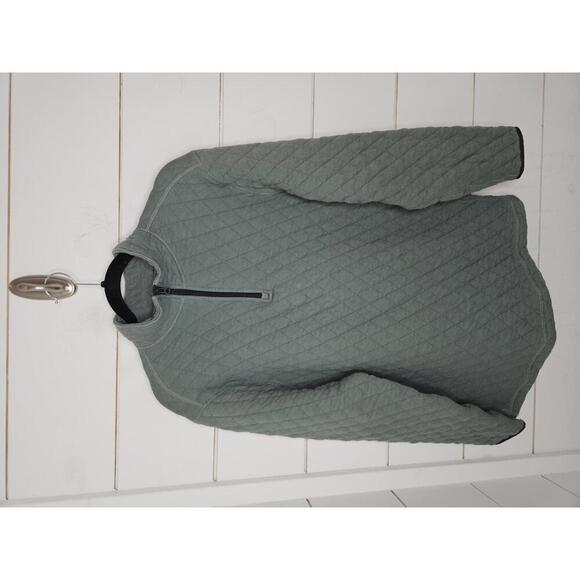 J Crew Knit Goods large green comfy warm & quilted 1/4 zip pullover - Picture 1 of 5